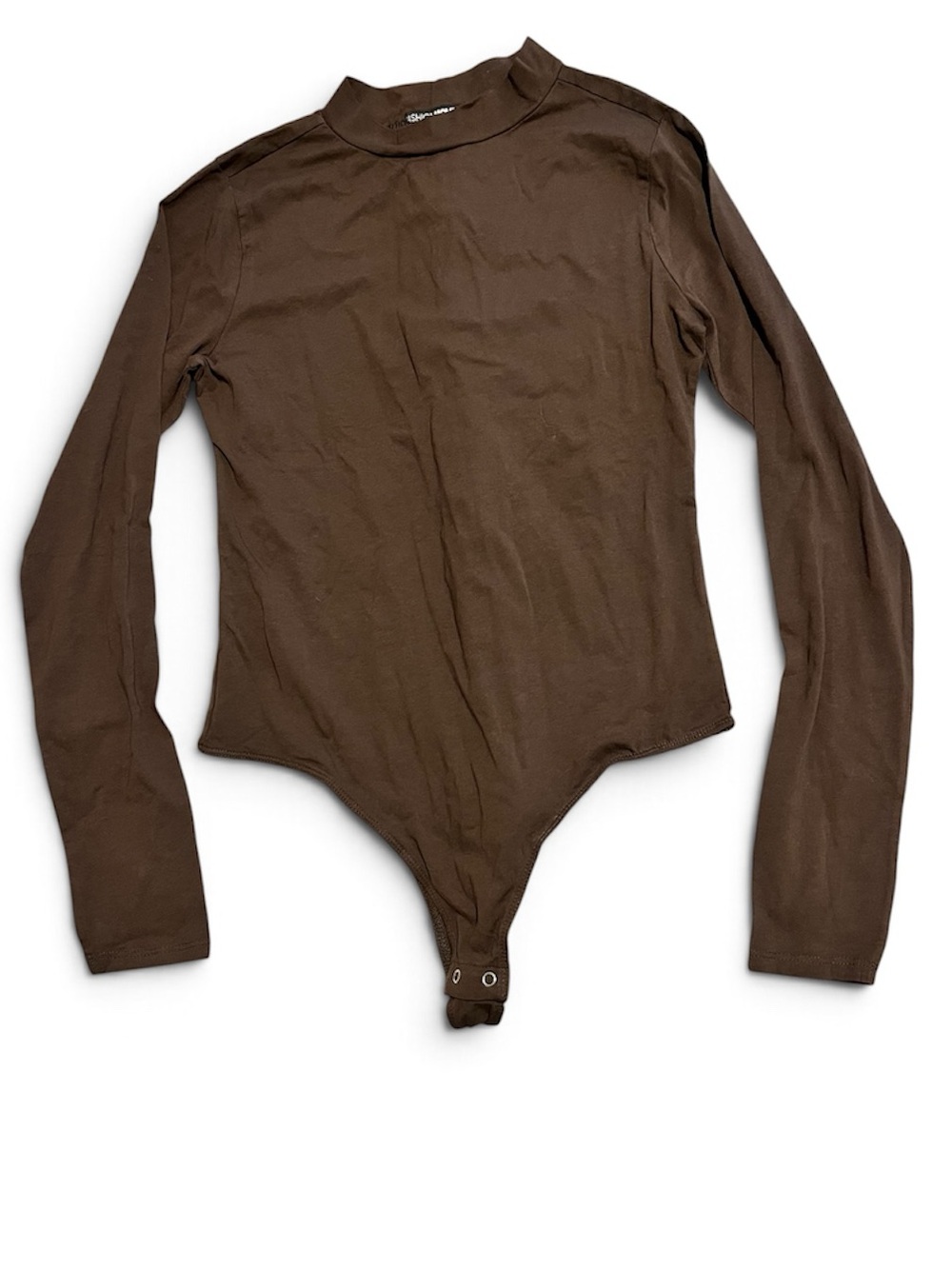 Fashion Nova Melanie Mock Neck Brown Bodysuit Sz L NWT